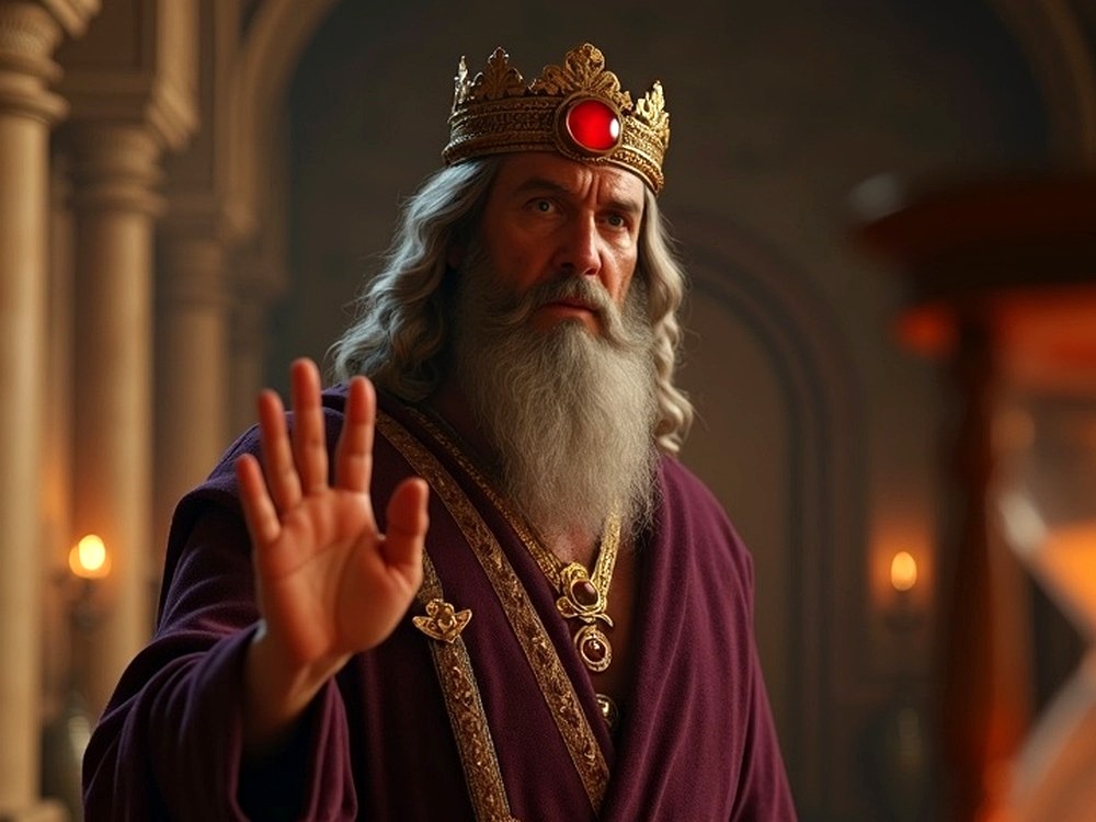 King Solomon facing forward in calm authority, representing the beginning of wisdom